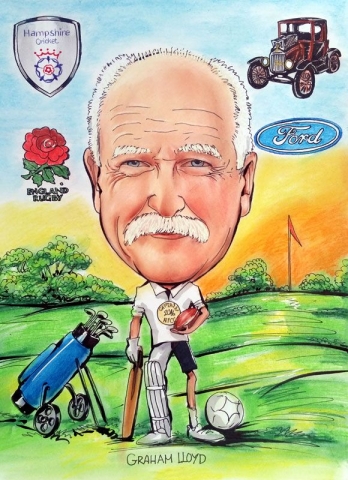 Caricature from photo of golf captain