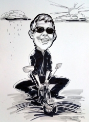 Caricature from photos on a byke