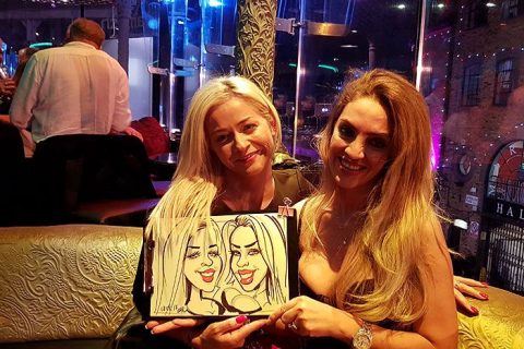 Celebrity birthday party caricatures