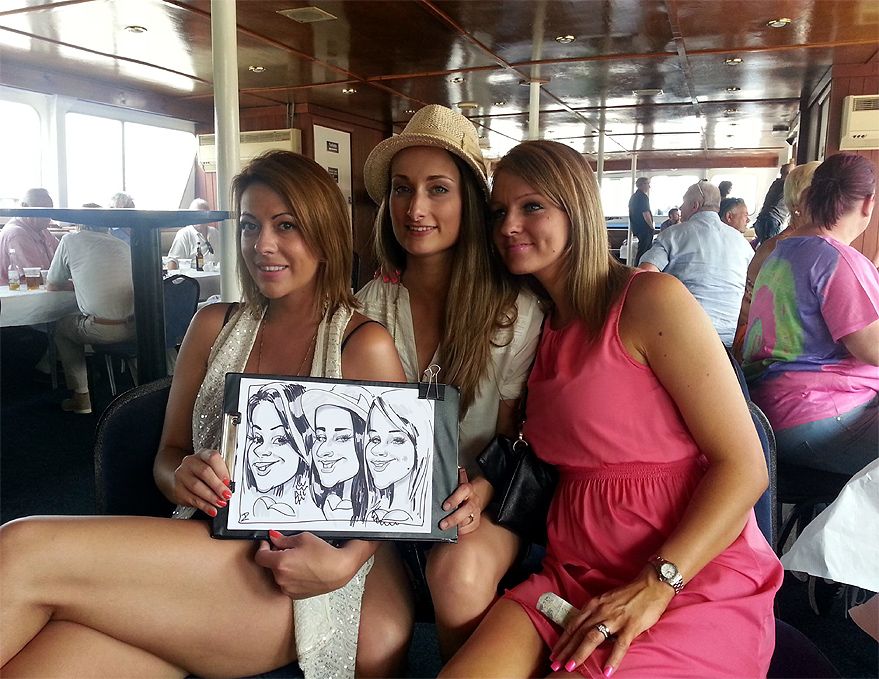 Caricatures on a boat