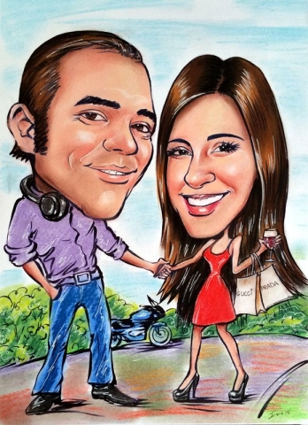 Caricature from photos of a couple