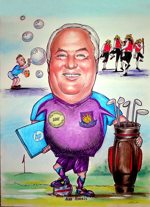 Caricature from photos of a golf club captain