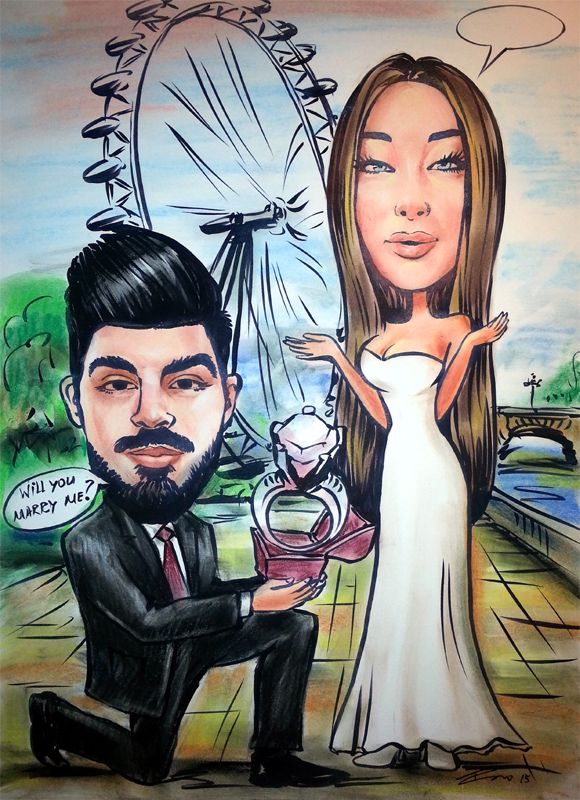 Caricature from photos of a proposal