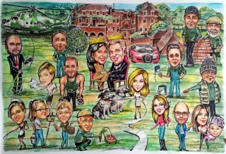 Caricatures from photos of a rich family