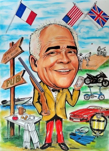 Caricature from photo of a retiring man