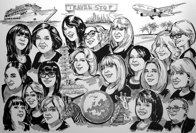 Caricatures from photos of a travel agency