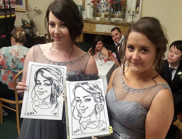 Caricatures of the bridesmaids