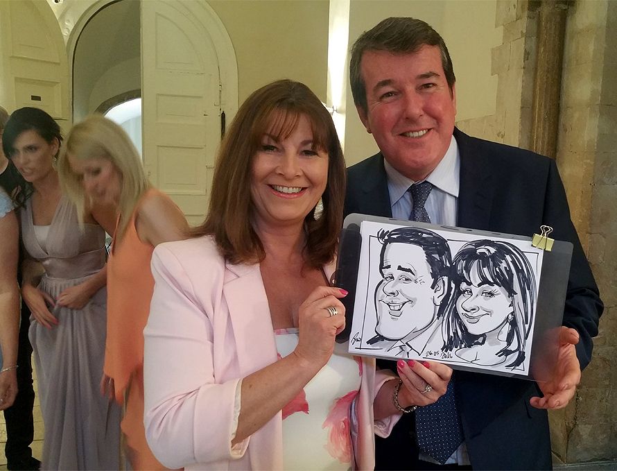 Wedding caricatures in Farnham castle