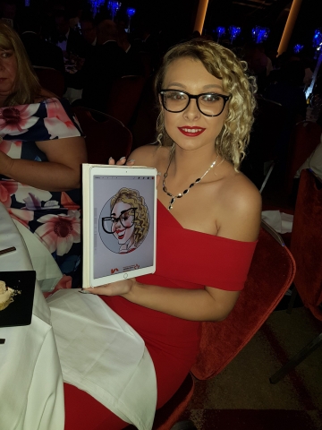 iPad live drawing corporate function caricature