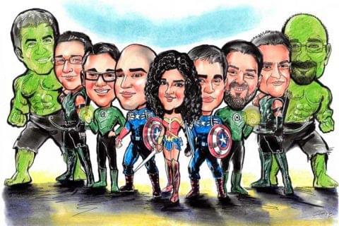 Caricature art as heroes