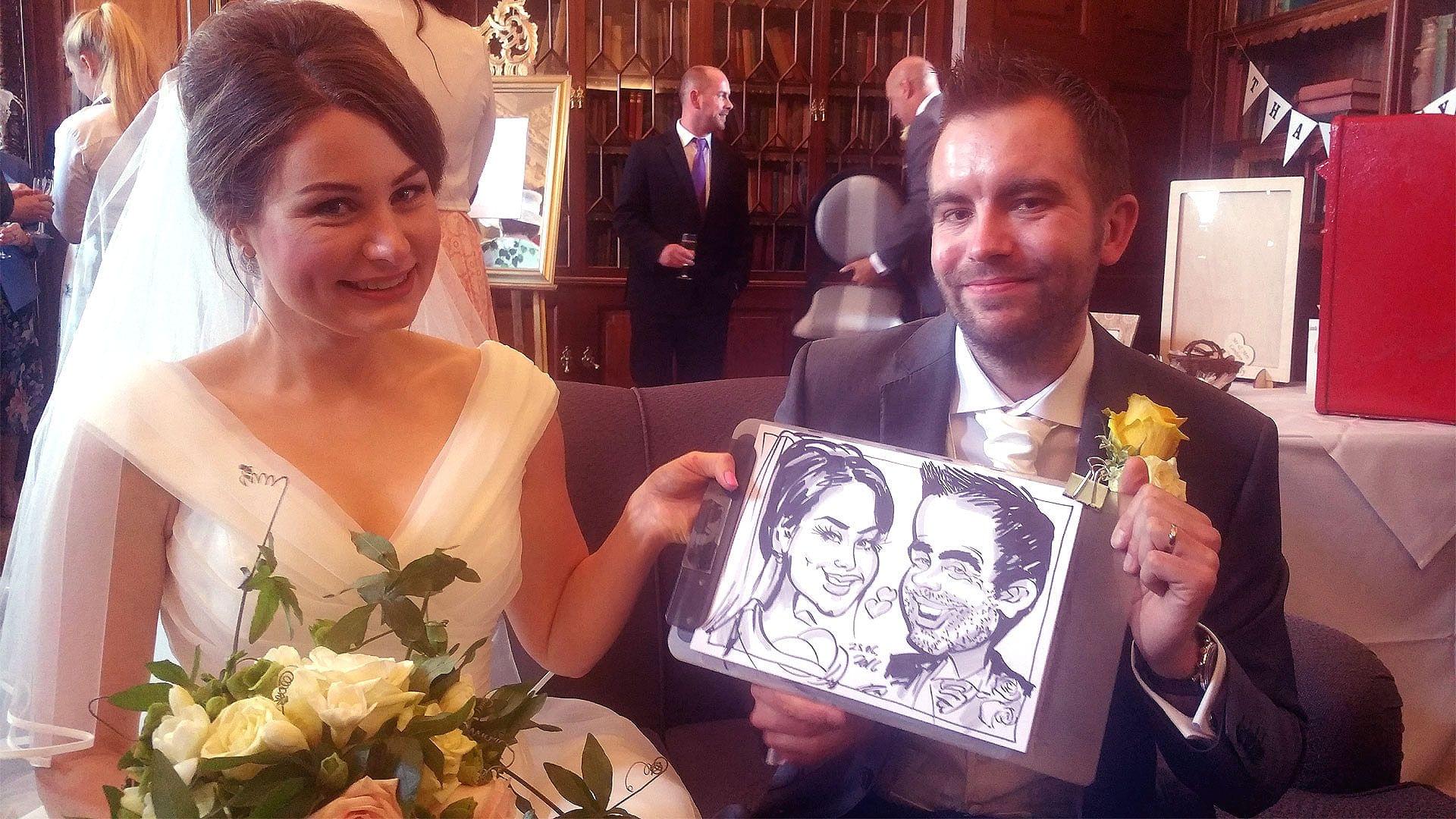 Wedding caricature of the bride & groom.